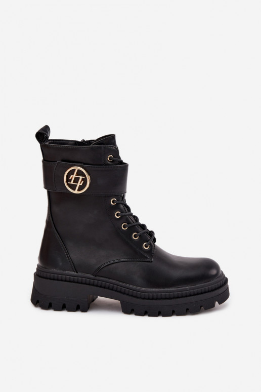 zābaki  Ze Zelta krāsasm Detalem siltināti Melns Fiorena zābaki  Ze Zelta krāsasm Detalem siltināti Melns Fiorena