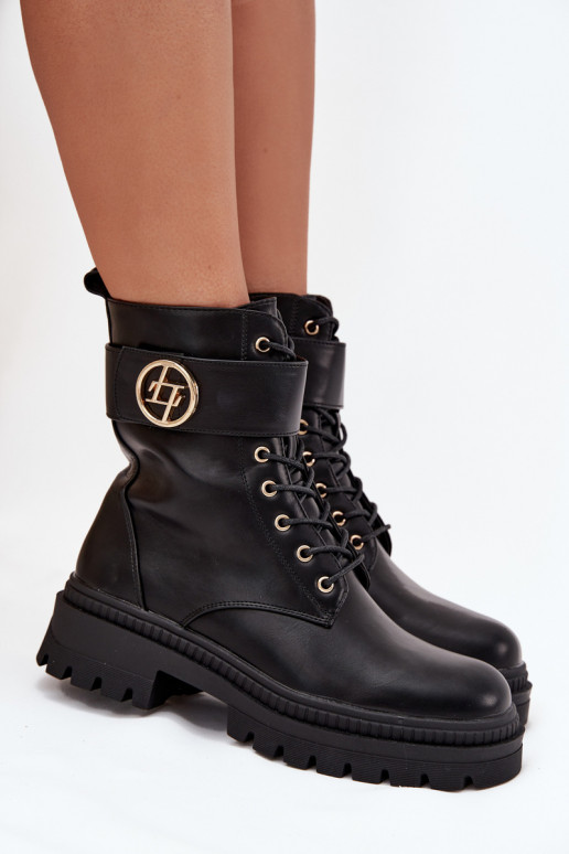 zābaki  Ze Zelta krāsasm Detalem siltināti Melns Fiorena zābaki  Ze Zelta krāsasm Detalem siltināti Melns Fiorena