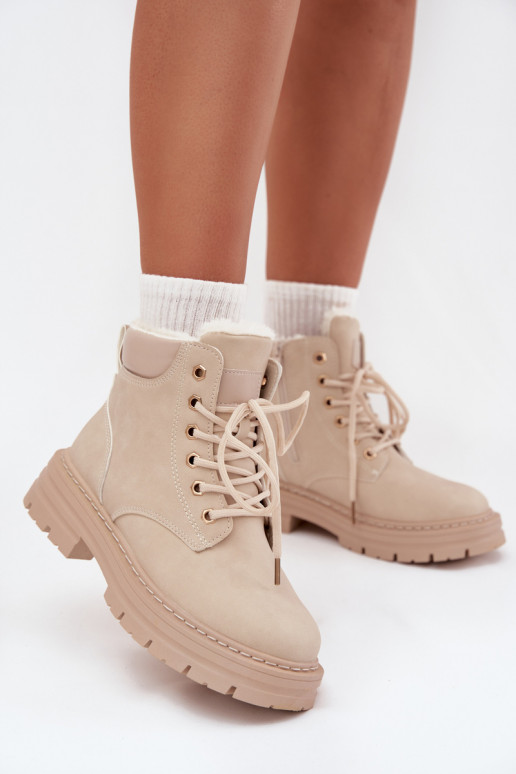 apavi  siltināti ar kažokādu  Ziloņkaula krāsas Tharika apavi  siltināti ar kažokādu  Ziloņkaula krāsas Tharika