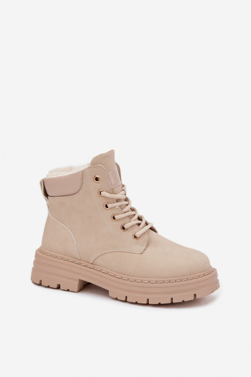 apavi  siltināti ar kažokādu  Ziloņkaula krāsas Tharika apavi  siltināti ar kažokādu  Ziloņkaula krāsas Tharika