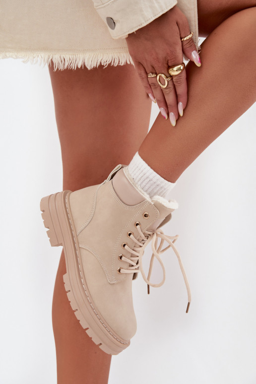 apavi  siltināti ar kažokādu  Ziloņkaula krāsas Tharika apavi  siltināti ar kažokādu  Ziloņkaula krāsas Tharika