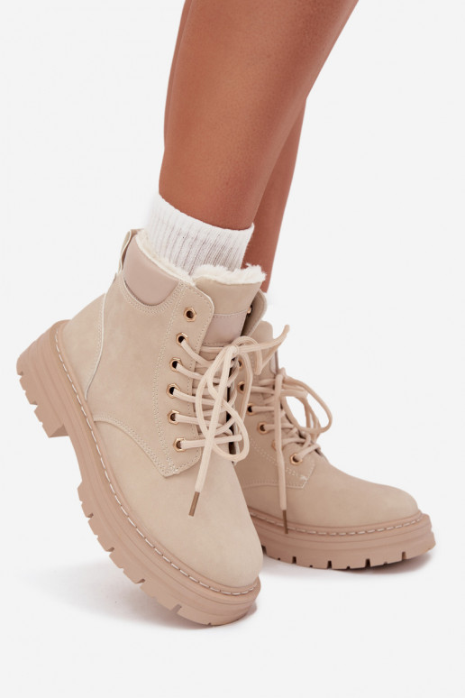 apavi  siltināti ar kažokādu  Ziloņkaula krāsas Tharika apavi  siltināti ar kažokādu  Ziloņkaula krāsas Tharika