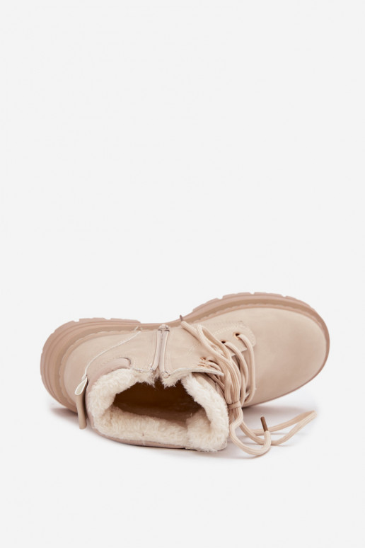 apavi  siltināti ar kažokādu  Ziloņkaula krāsas Tharika apavi  siltināti ar kažokādu  Ziloņkaula krāsas Tharika