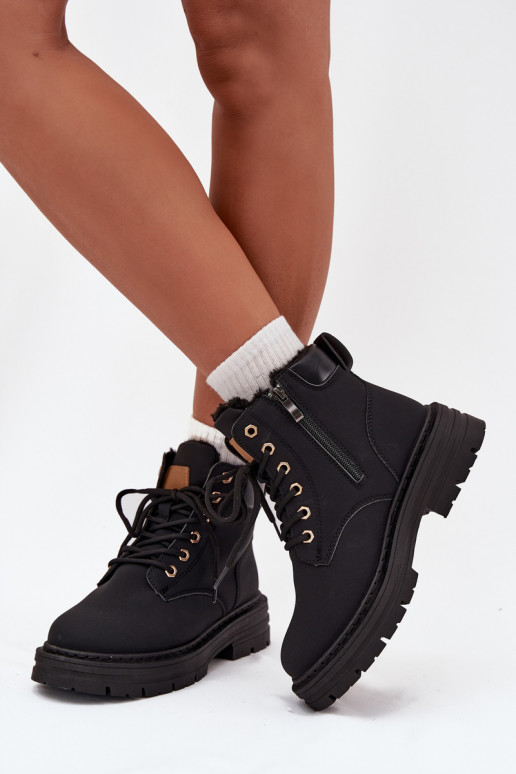 apavi  siltināti ar kažokādu  Melns Tharika apavi  siltināti ar kažokādu  Melns Tharika