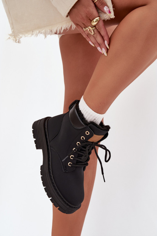 apavi  siltināti ar kažokādu  Melns Tharika apavi  siltināti ar kažokādu  Melns Tharika