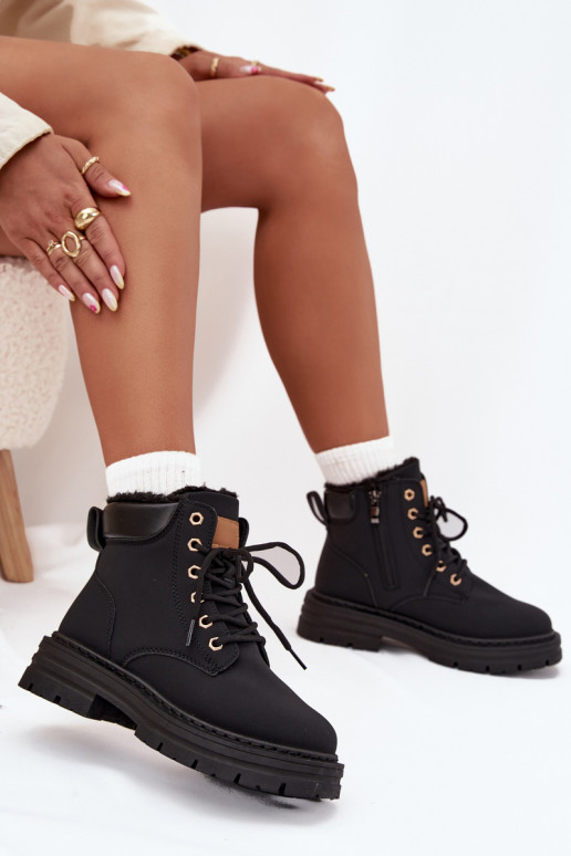 apavi  siltināti ar kažokādu  Melns Tharika apavi  siltināti ar kažokādu  Melns Tharika