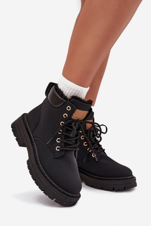 apavi  siltināti ar kažokādu  Melns Tharika apavi  siltināti ar kažokādu  Melns Tharika