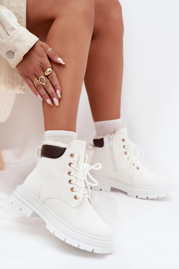 apavi  siltināti ar kažokādu  baltas krāsas Tharika