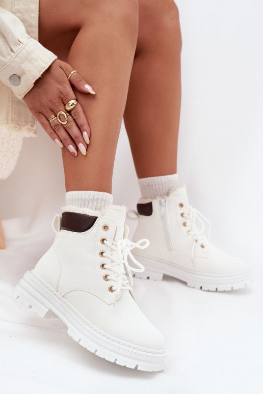 apavi  siltināti ar kažokādu  baltas krāsas Tharika apavi  siltināti ar kažokādu  baltas krāsas Tharika