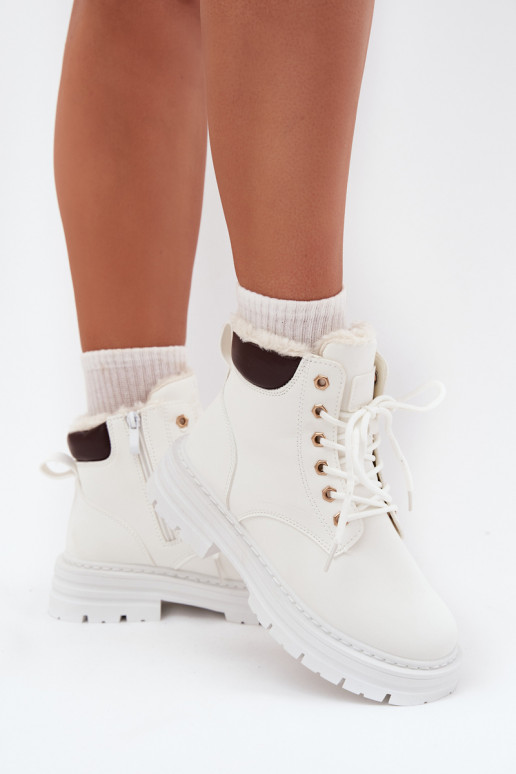 apavi  siltināti ar kažokādu  baltas krāsas Tharika apavi  siltināti ar kažokādu  baltas krāsas Tharika