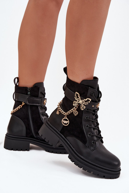 zābaki  siltināti Ze Zelta krāsasm  I Zawieszkami Melns Ravine zābaki  siltināti Ze Zelta krāsasm  I Zawieszkami Melns Ravine