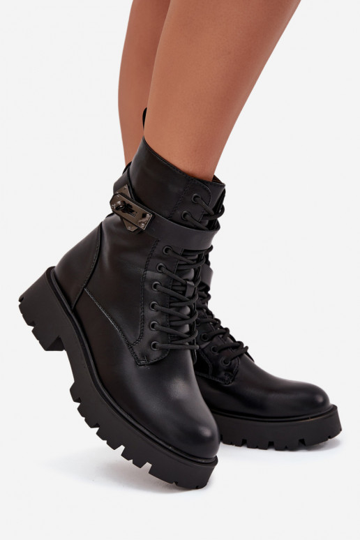 zābaki  ar dekorētiem papēžiem siltināti Eko   Melns Selita zābaki  ar dekorētiem papēžiem siltināti Eko   Melns Selita