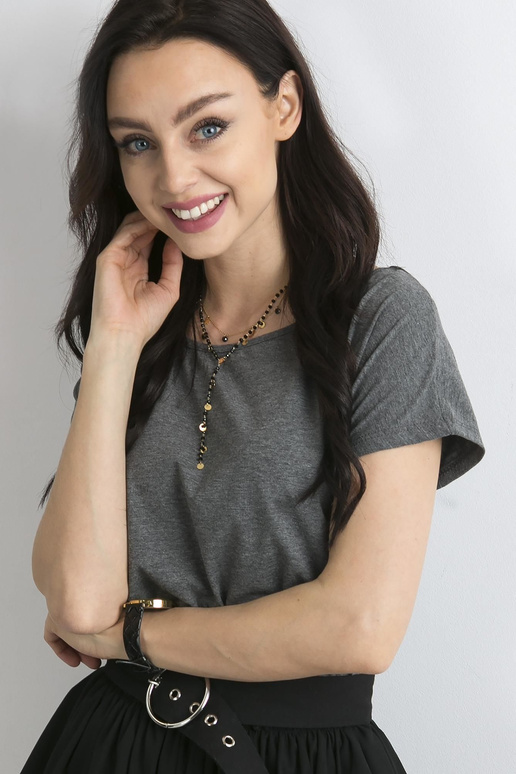 Tumši pelēka melanža Circle t-krekls