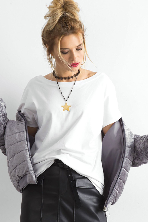 Balts sieviešu T-krekls ar muguras...