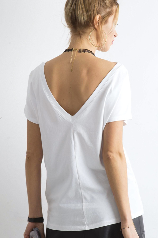 Balts sieviešu T-krekls ar muguras...