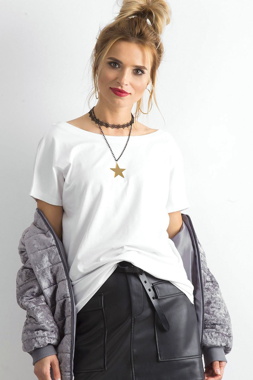 Balts sieviešu T-krekls ar muguras...