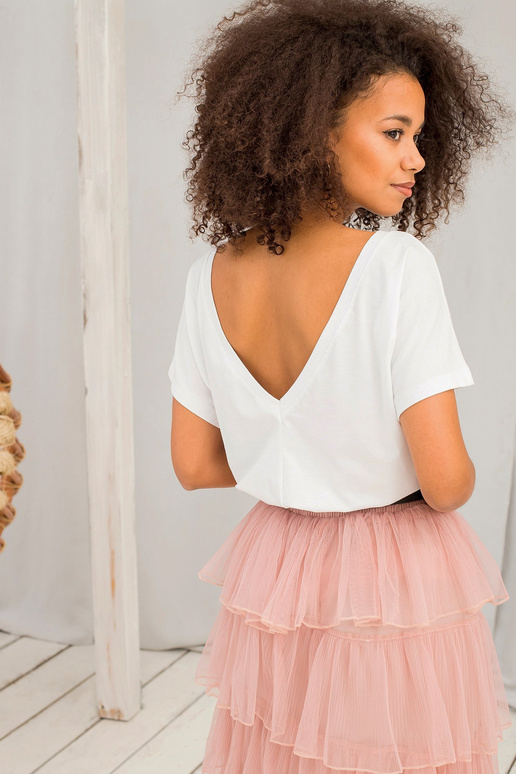 Balts sieviešu T-krekls ar muguras...