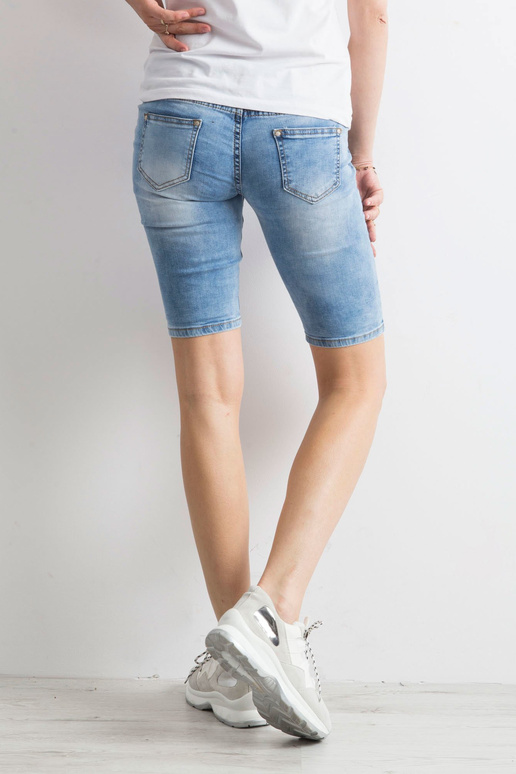 Zili džinsa Bermudu šorti ar caurumiem