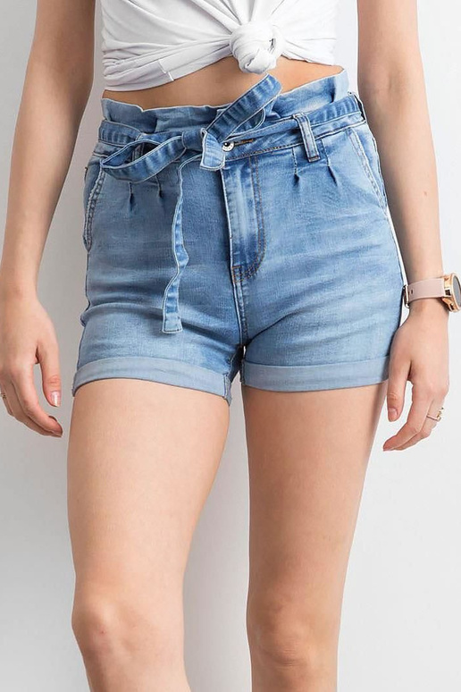 Zili džinsa šorti ar jostu