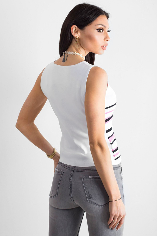 Balts un rozā svītrains tops