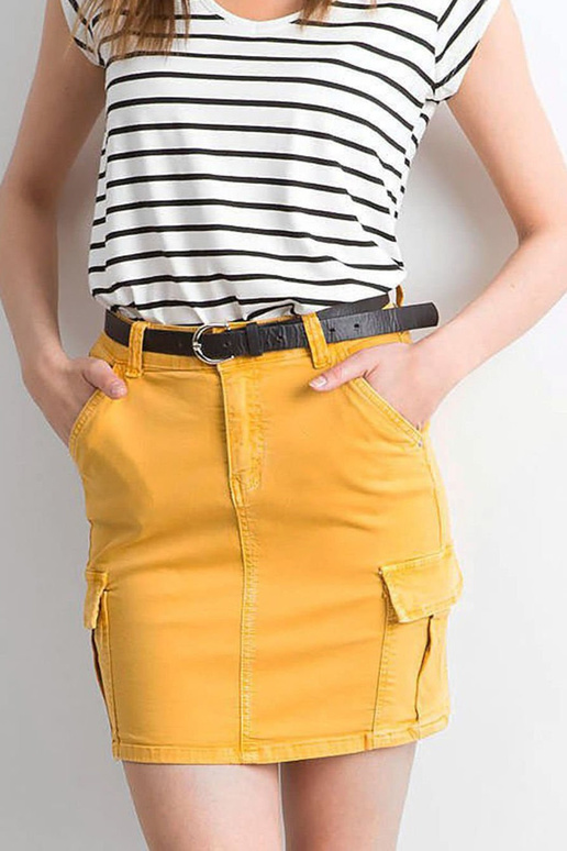 Dzelteni džinsa svārki ar kabatām