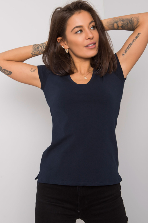 Tumši zils kvadrātveida T-krekls Tumši zils kvadrātveida T-krekls