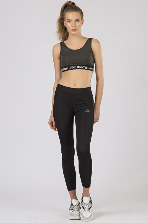 TOMMY LIFE Khaki krāsas sporta tops