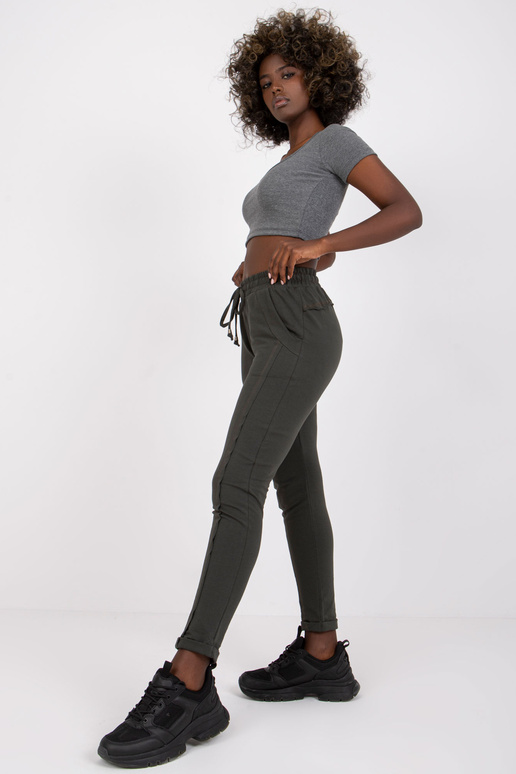 Tumšas haki krāsas bikses Pietuvināmas