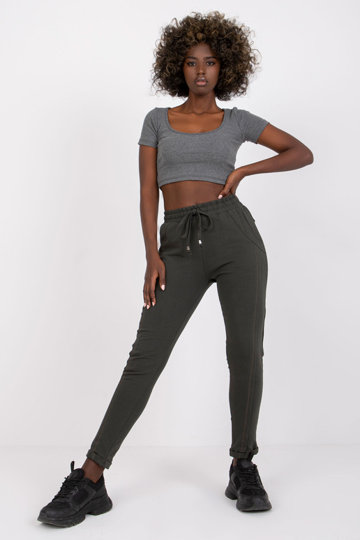 Tumšas haki krāsas bikses Pietuvināmas