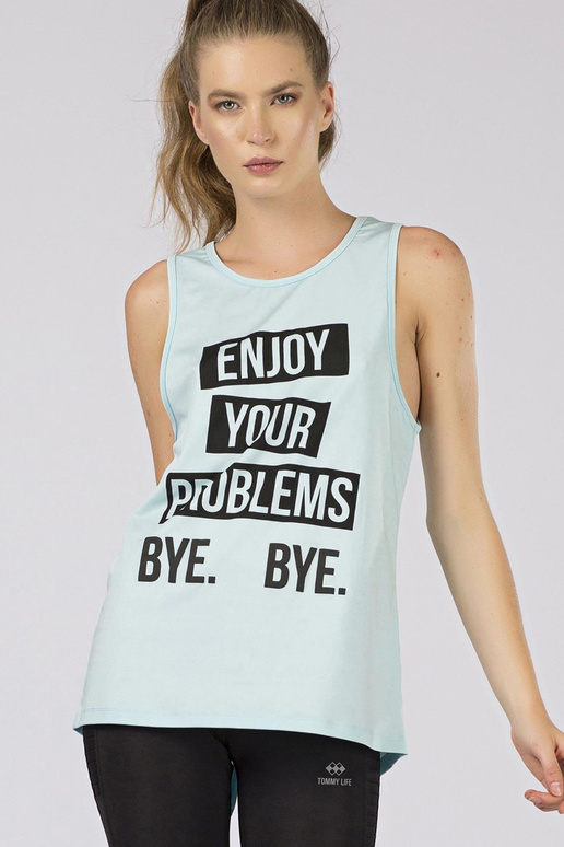 TOMMY LIFE Gaiši zils sporta tops