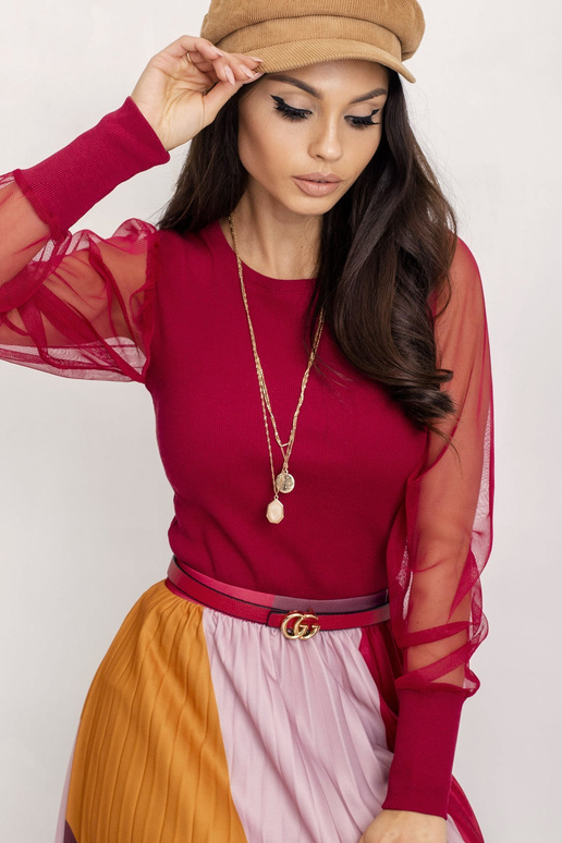 RUE PARIS Burgundijas blūze Cynthia