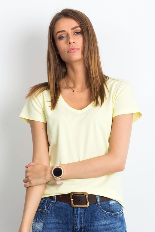 Bāli dzeltens kvadrātveida T-krekls