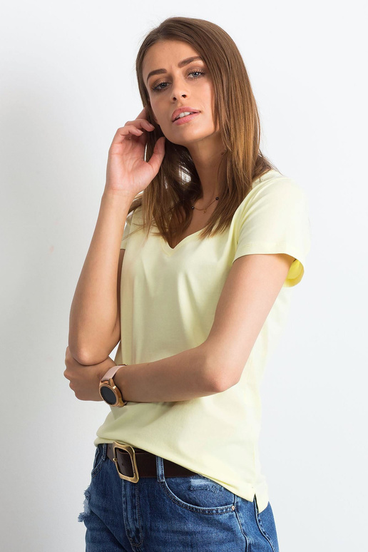 Bāli dzeltens kvadrātveida T-krekls