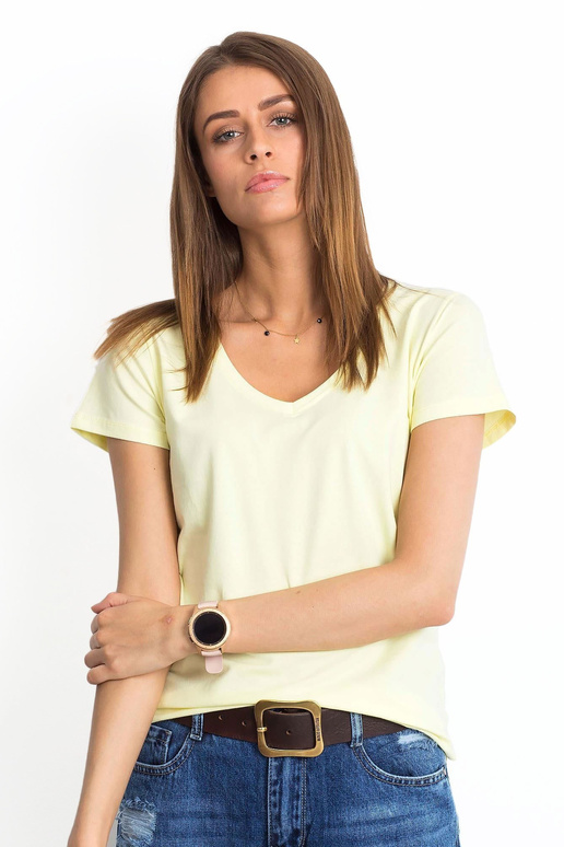 Bāli dzeltens kvadrātveida T-krekls