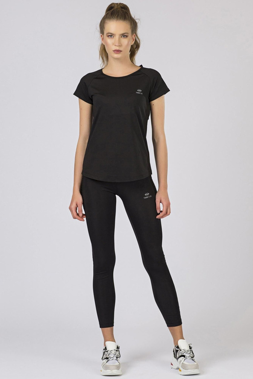 TOMMY LIFE melns sieviešu T-krekls