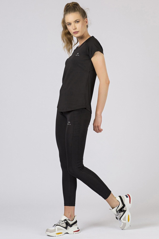 TOMMY LIFE melns sieviešu T-krekls