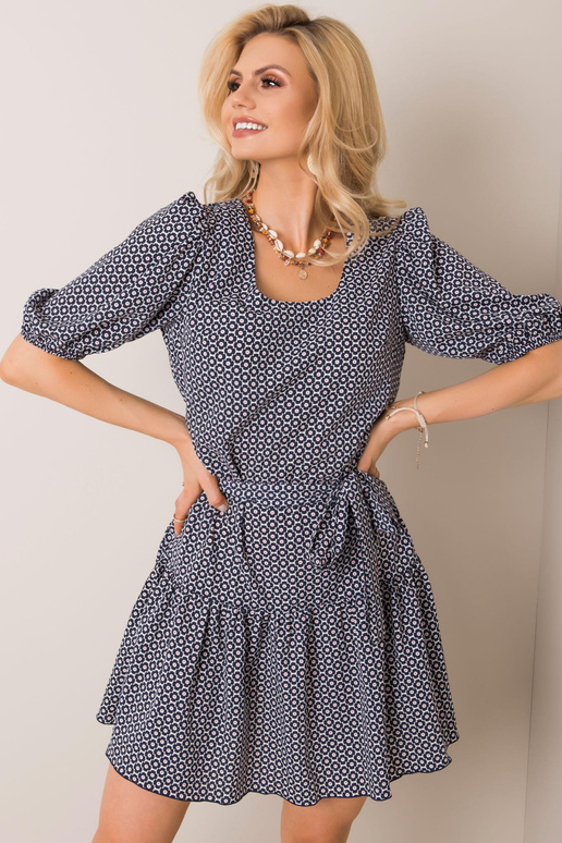 Tumši zila un sarkana romantiska kleita