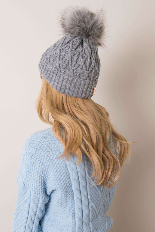 Pelēka cepure ar pomponu RUE PARIS