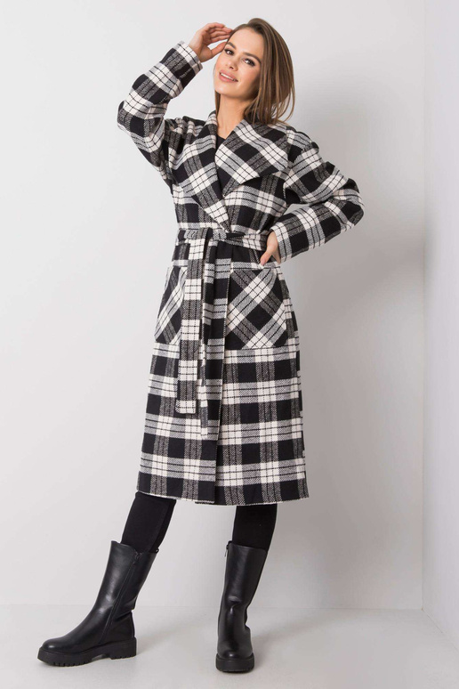 Yasmin melnbalts rūtains mētelis