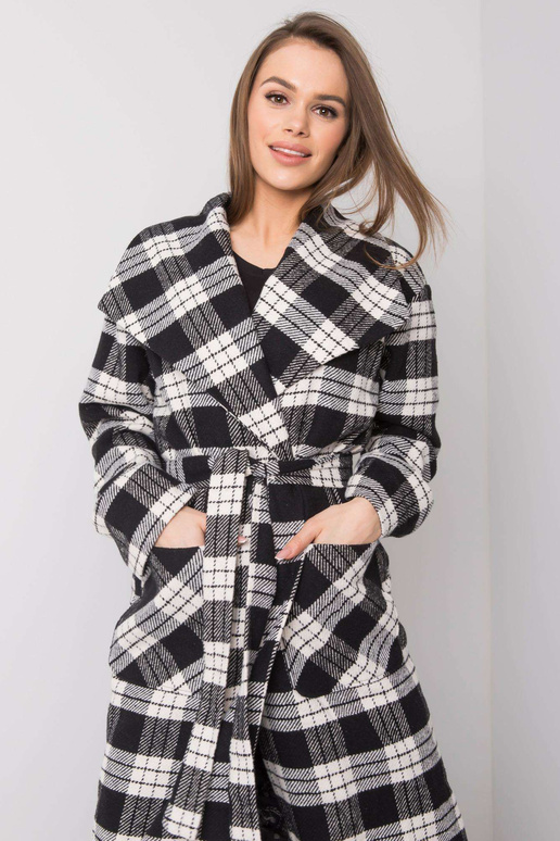 Yasmin melnbalts rūtains mētelis