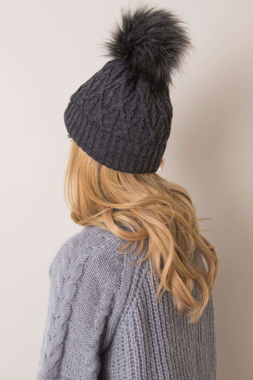 Tumši pelēka cepure ar pomponu RUE PARIS
