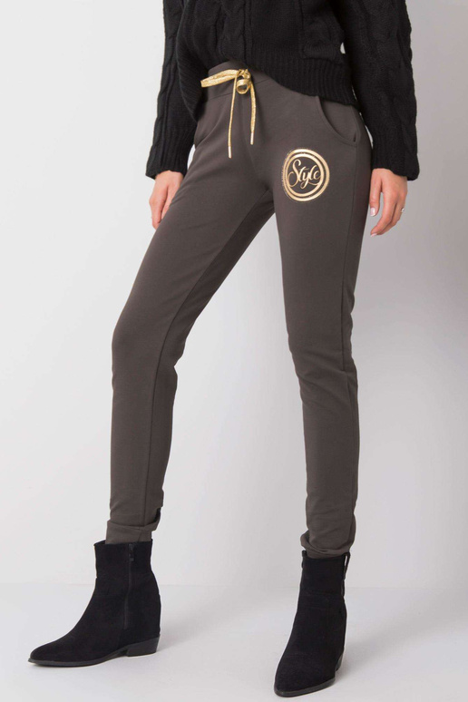 Tumšas haki krāsas treniņbikses Stilīgas