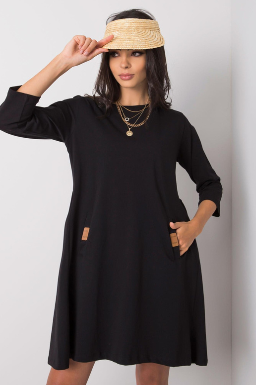 Sieviešu melna Dalenne kokvilnas kleita Sieviešu melna Dalenne kokvilnas kleita