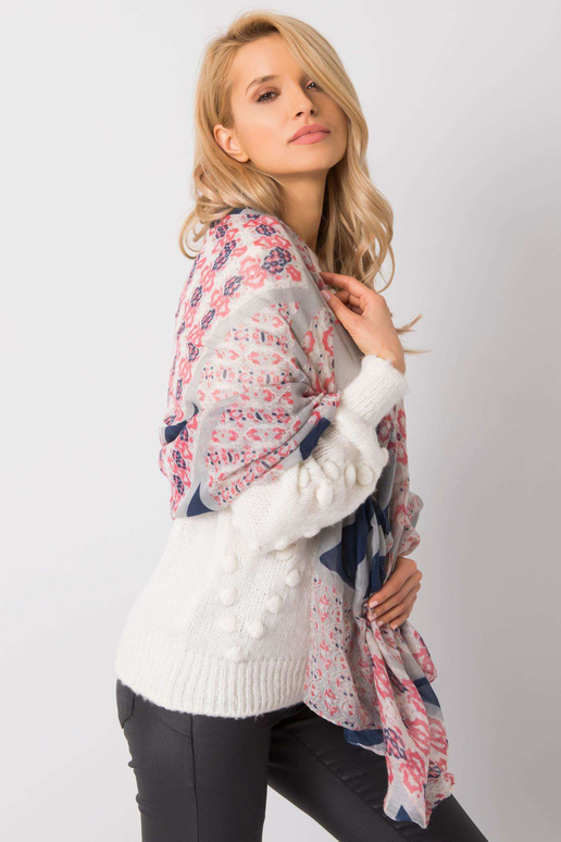 Pelēki rozā šalle ar rakstiem