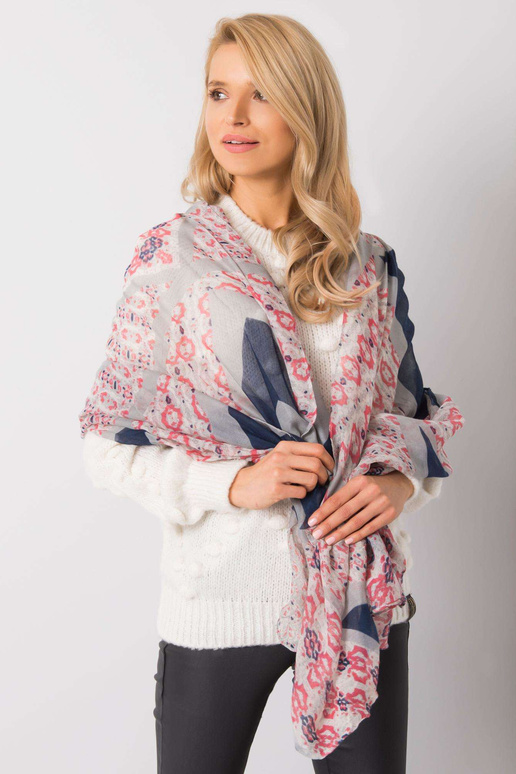 Pelēki rozā šalle ar rakstiem