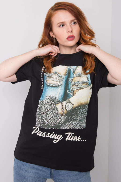 Melns sieviešu T-krekls ar aplikāciju... Melns sieviešu T-krekls ar aplikāciju...