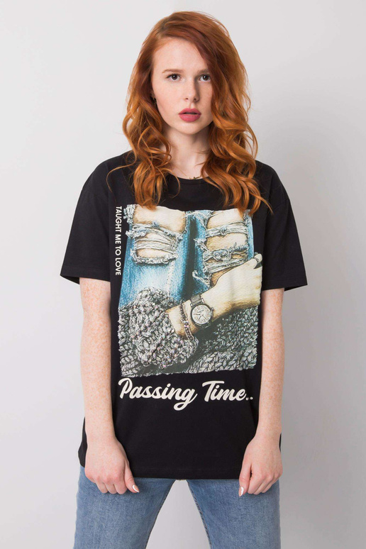 Melns sieviešu T-krekls ar aplikāciju... Melns sieviešu T-krekls ar aplikāciju...