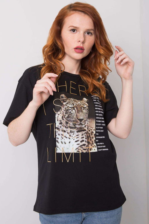 Melns Leslie kokvilnas T-krekls Melns Leslie kokvilnas T-krekls