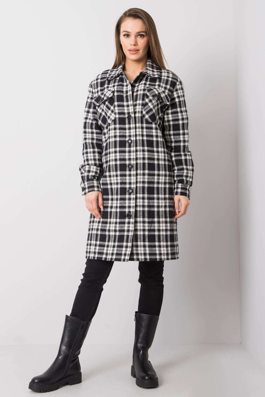 Raquel melnbalts rūtains mētelis