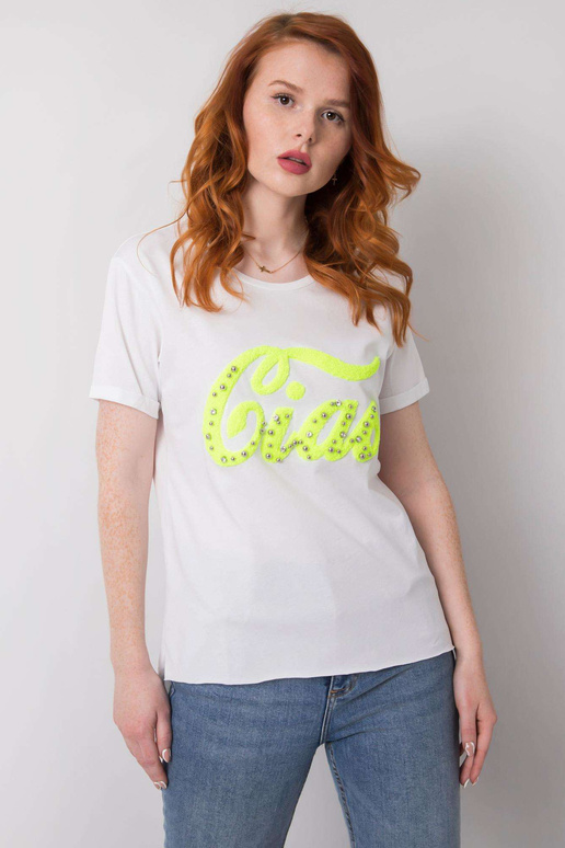 Balts T-krekls ar Erin aplikāciju